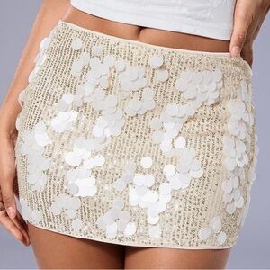 Sequin Mini Skirt - Cream